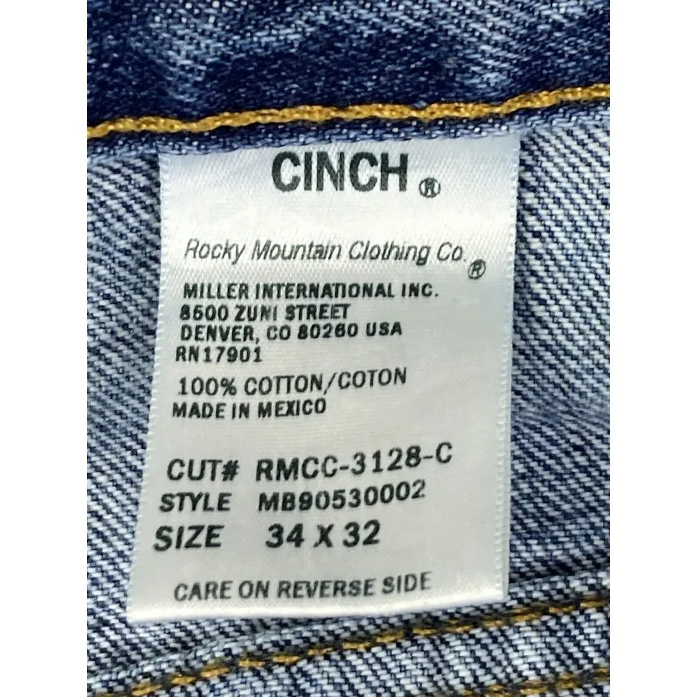 Cinch Jeans Raw Hem Short Medium Wash‎ Mens Size 34x26 (33x26 Measured)